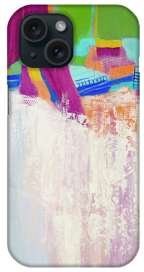 Abstract Waterfall iPhone Case featuring the painting Tumbling Waters by Irene Hurdle