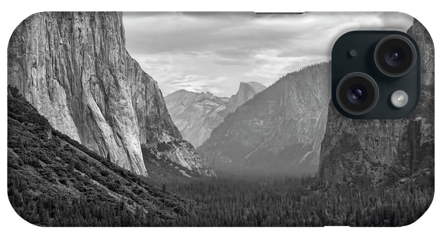Yosemite iPhone Case featuring the photograph Tunnel view BW by Chuck Kuhn