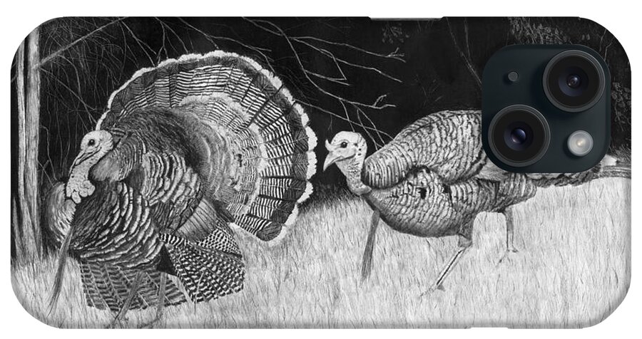 Turkey iPhone Case featuring the drawing Turkey Strut by James Schultz