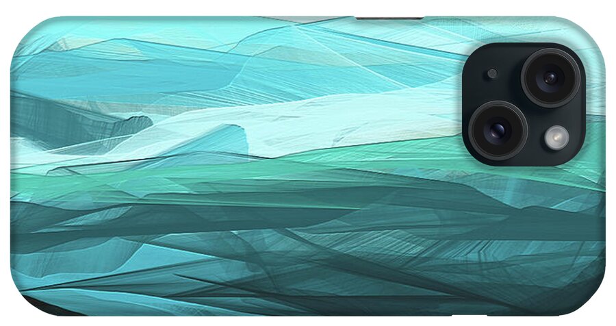 Blue iPhone Case featuring the painting Turquoise And Gray Modern Abstract by Lourry Legarde