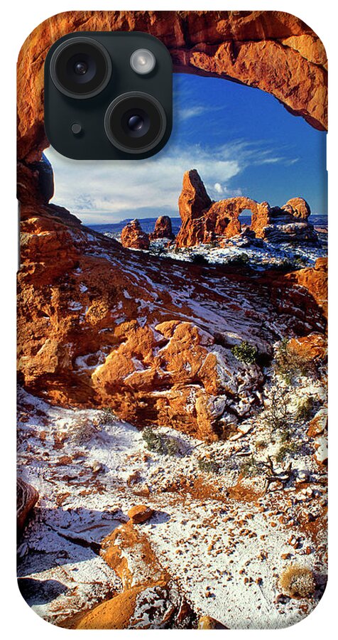 North America iPhone Case featuring the photograph Turret Arch through North Window Arches National Park Utah by Dave Welling