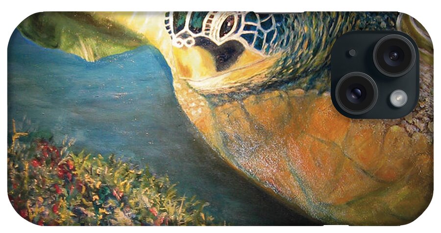 Karen Zuk Rosenblatt Art And Photography iPhone Case featuring the painting Turtle Run by Karen Zuk Rosenblatt
