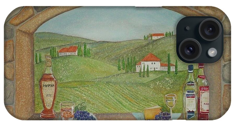 Mural iPhone Case featuring the painting Tuscan Window View by Anita Burgermeister