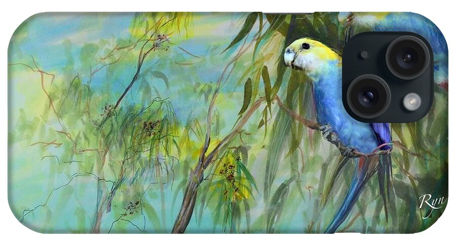 Rosella iPhone Case featuring the painting Two pale-faced rosellas by Ryn Shell
