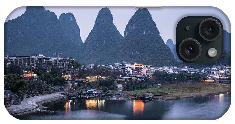 China iPhone Case featuring the photograph Twilight over the Lijang river in Yangshuo by Didier Marti