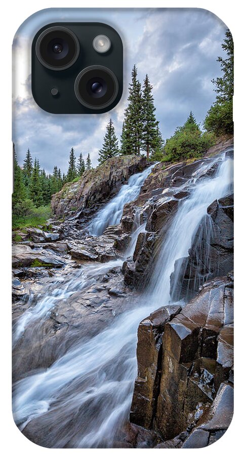 Waterfall iPhone Case featuring the photograph Twin Falls At Sundown by Denise Bush