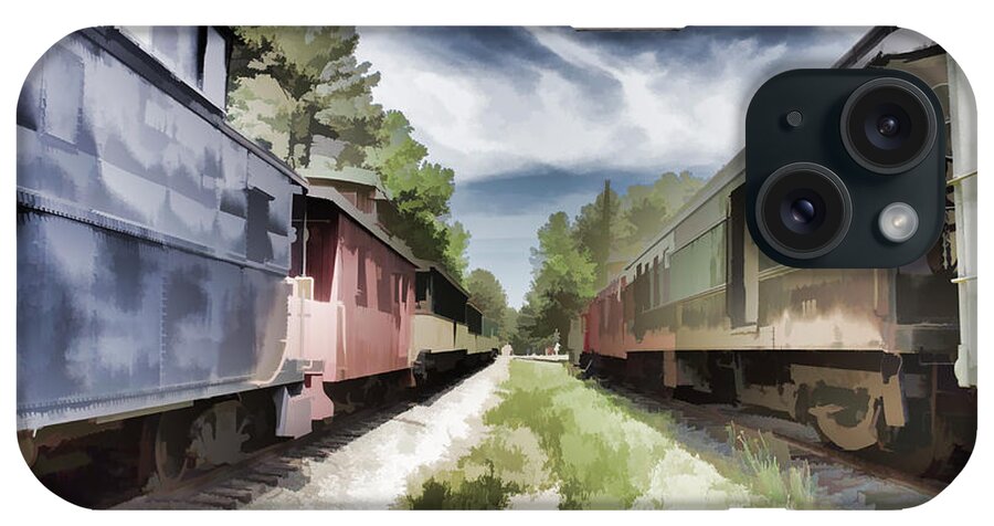 Railway iPhone Case featuring the photograph Twixt the Trains by Roberta Byram