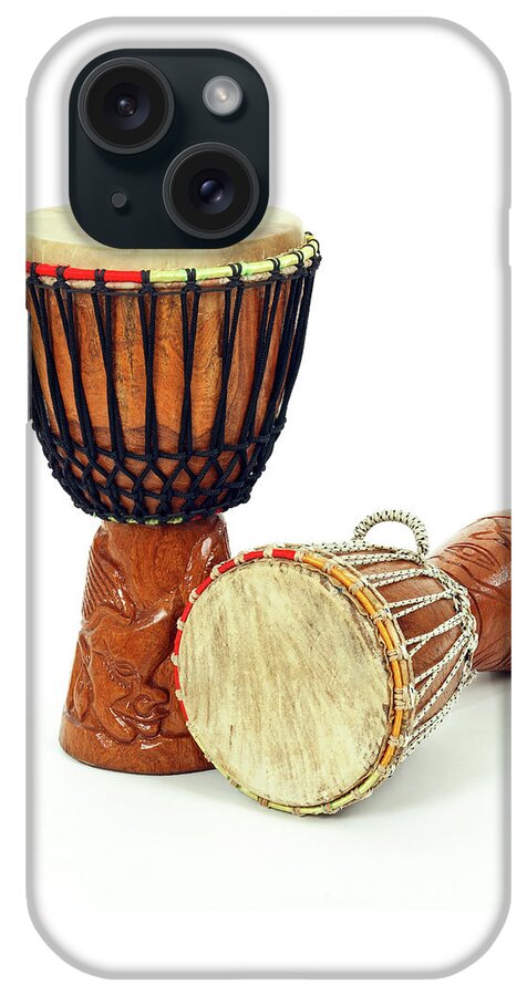 Djembe iPhone Case featuring the photograph Two African djembe drums by GoodMood Art
