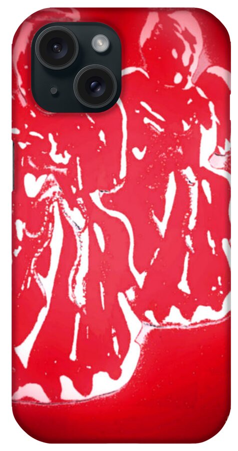 Abstract iPhone Case featuring the digital art Two Angels by John Krakora