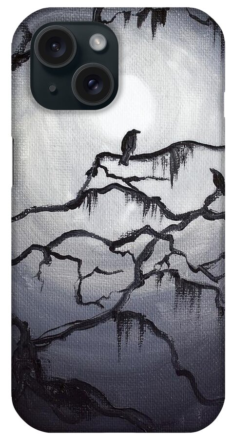 Crow iPhone Case featuring the painting Two Crows and Spanish Moss by Melissa Herrin