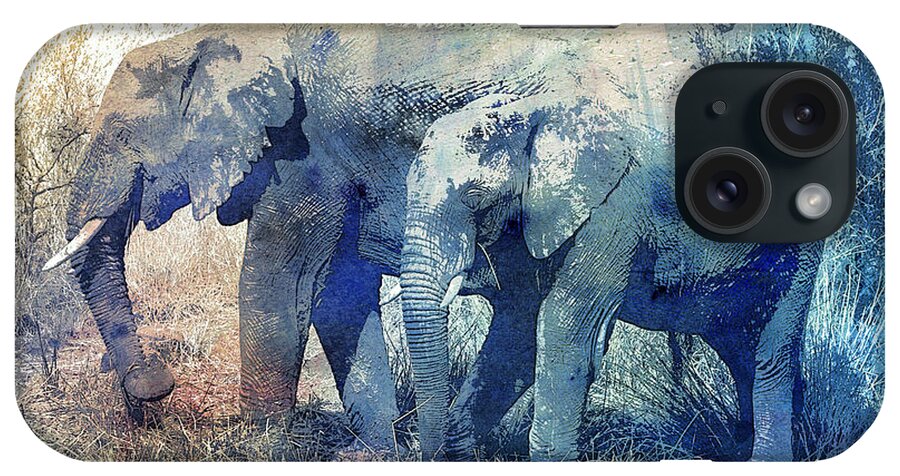 Photo iPhone Case featuring the digital art Two Elephants by Jutta Maria Pusl