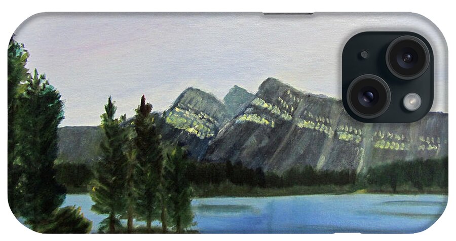Lake iPhone Case featuring the painting Two Jack Lake by Linda Feinberg