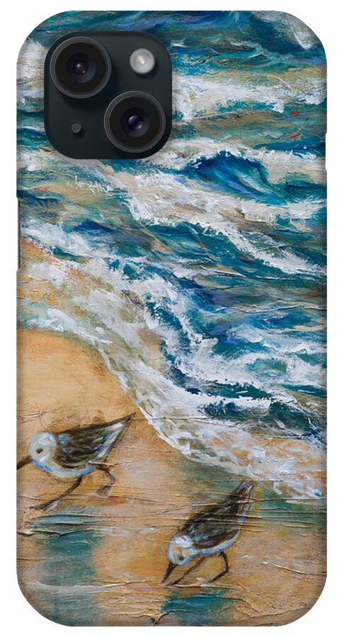 Beach iPhone Case featuring the painting Two Pipers Along Shore by Linda Olsen