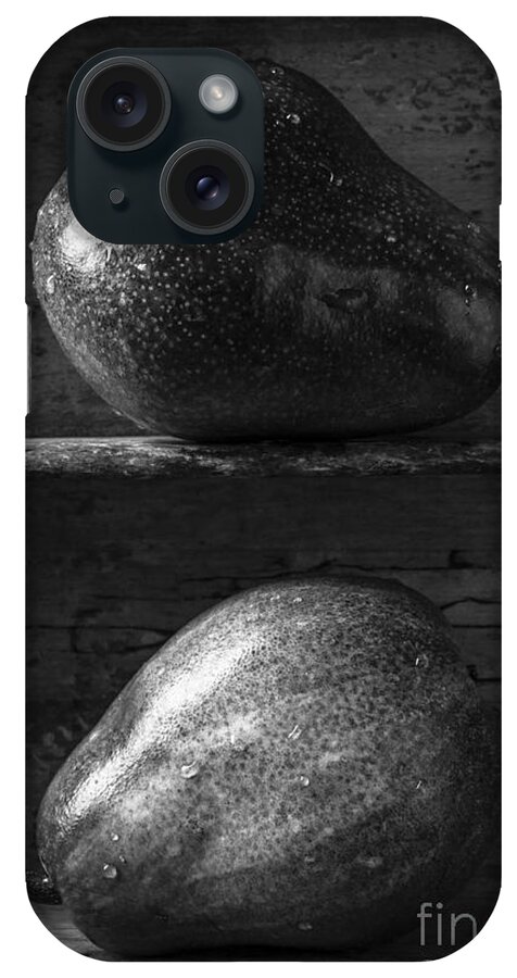 Fruit iPhone Case featuring the photograph Two Ripe Pears in Black and White by Edward Fielding