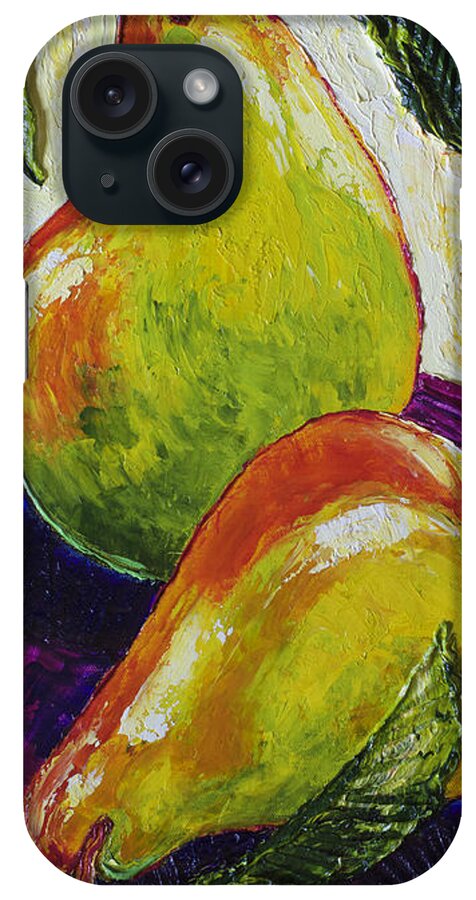 Kitchen Prints iPhone Case featuring the painting Two Ripe Pears by Paris Wyatt Llanso