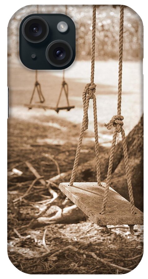 Swings iPhone Case featuring the photograph Two Swings - Sepia by Beth Vincent