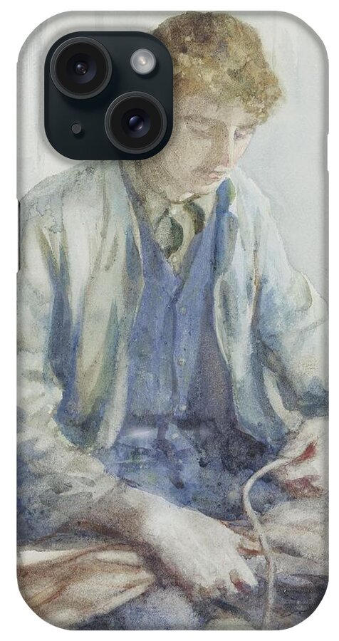 Tying iPhone Case featuring the painting Tying the Sail by Henry Scott Tuke