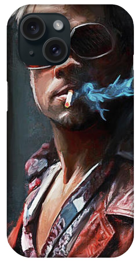 Fight Club iPhone Case featuring the painting Tyler Durden Smokes - Fight Club by Joseph Oland