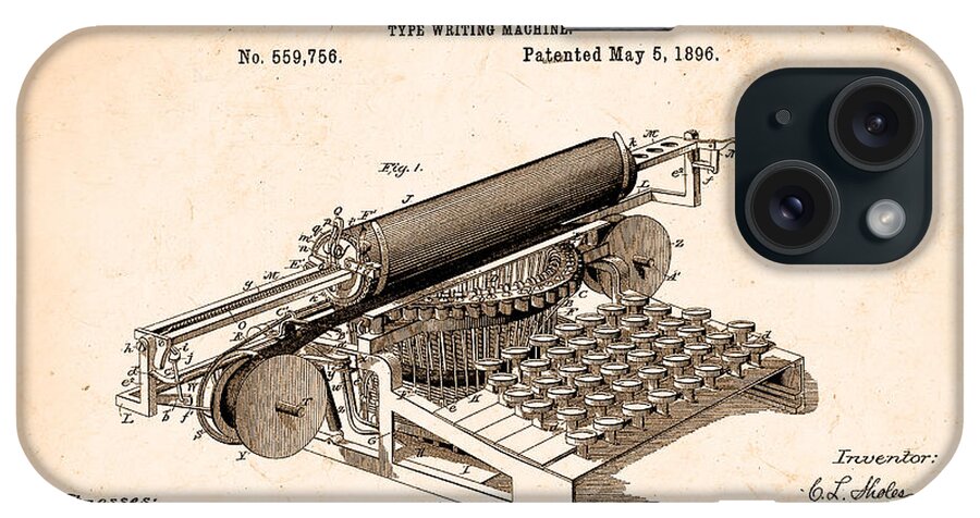 Type writing machine patent from 1896 iPhone Case by Delphimages Photo  Creations - Pixels