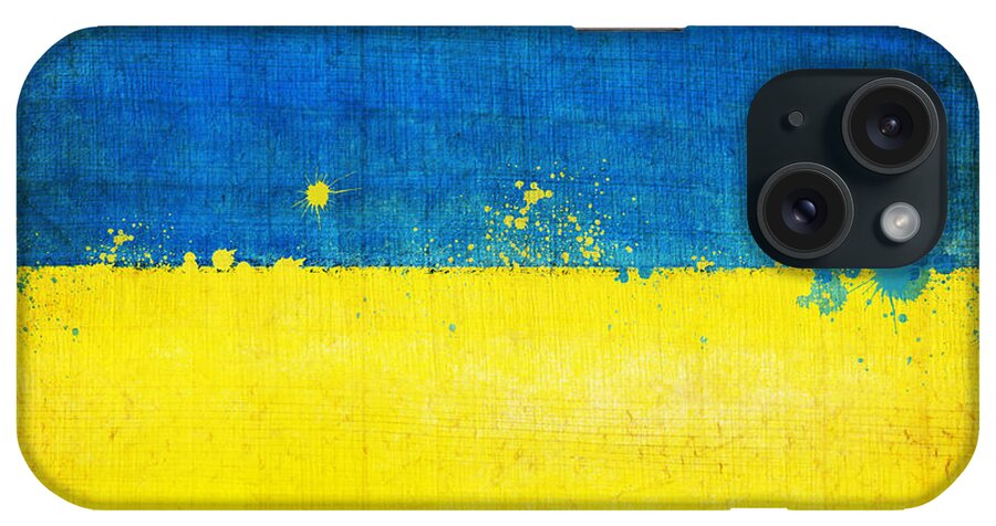Chalk iPhone Case featuring the painting Ukraine flag by Setsiri Silapasuwanchai