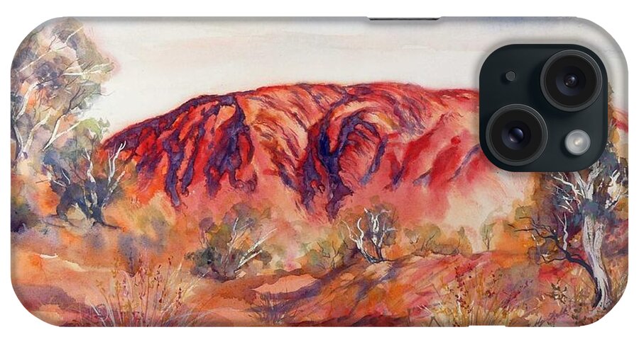 Uluru iPhone Case featuring the painting Uluru, Central Australia, by Ryn Shell