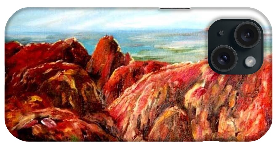 Uluru iPhone Case featuring the painting Uluru viewed from Kata Tjuta by Ryn Shell