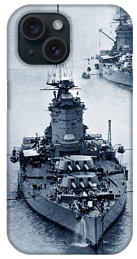 Hms Nelson iPhone Case featuring the photograph HMS Nelson and HMS Rodney Battleships and battlecruisers HMS Hood circa 1941 by Monterey County Historical Society