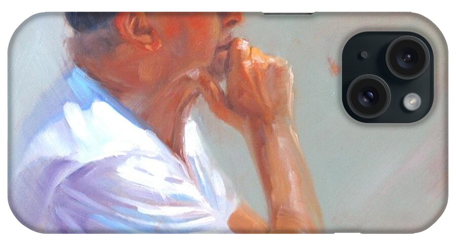 Portrait iPhone Case featuring the painting Uncle John by Laura Lee Zanghetti