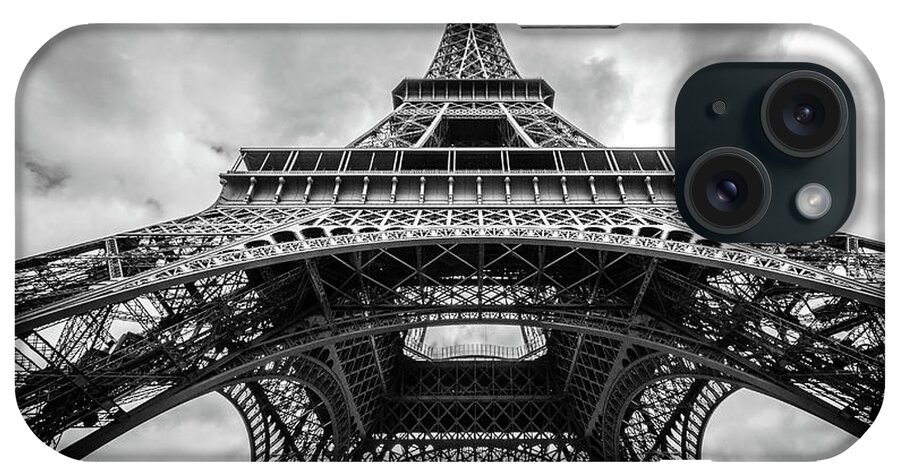Black And White iPhone Case featuring the photograph Under The Eiffel Tower, Black and White by Liesl Walsh