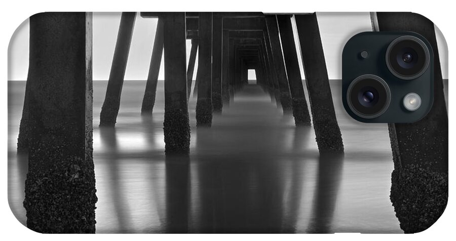 Florida iPhone Case featuring the photograph Underneath the Pier - Jacksonville Beach - Florida - Black and White by Jason Politte