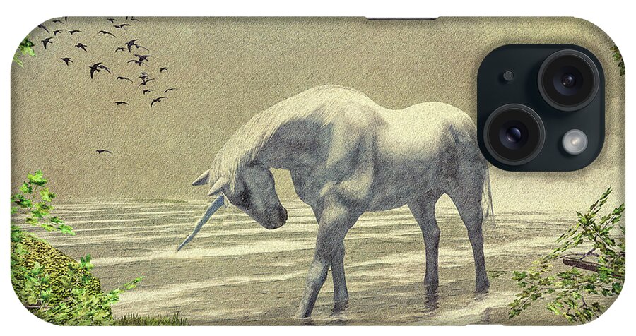 Unicorn iPhone Case featuring the painting Unicorn Moon by Bob Orsillo