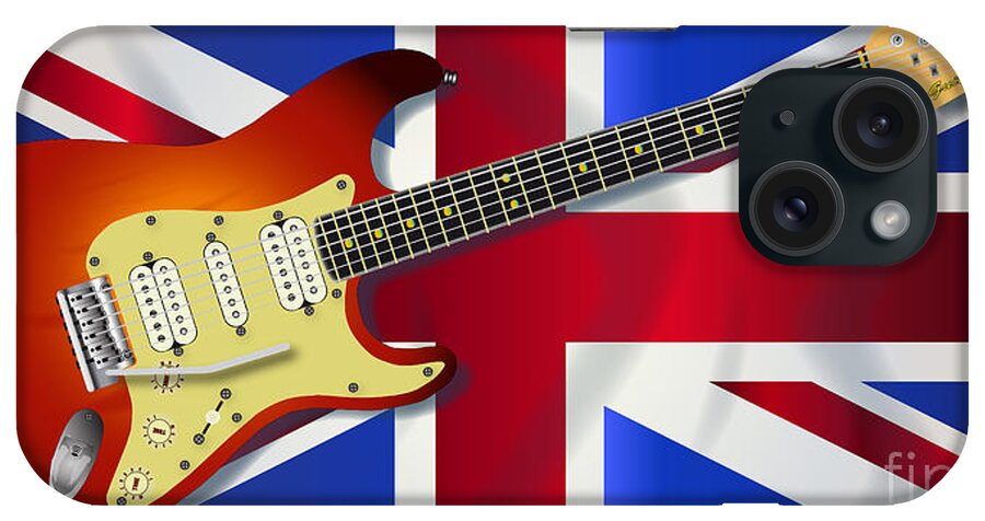 Union iPhone Case featuring the digital art Union Jack Flag And Electric Guitar by Bigalbaloo Stock