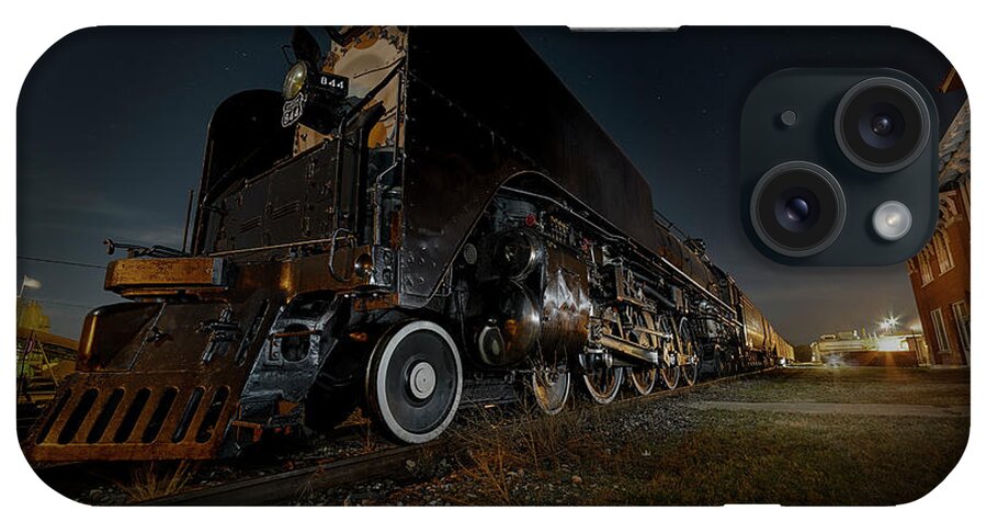 Up 844 iPhone Case featuring the photograph Union Pacific Engine 844 at rest in Fairbury Nebraska at the Rock Island Depot by Art Whitton