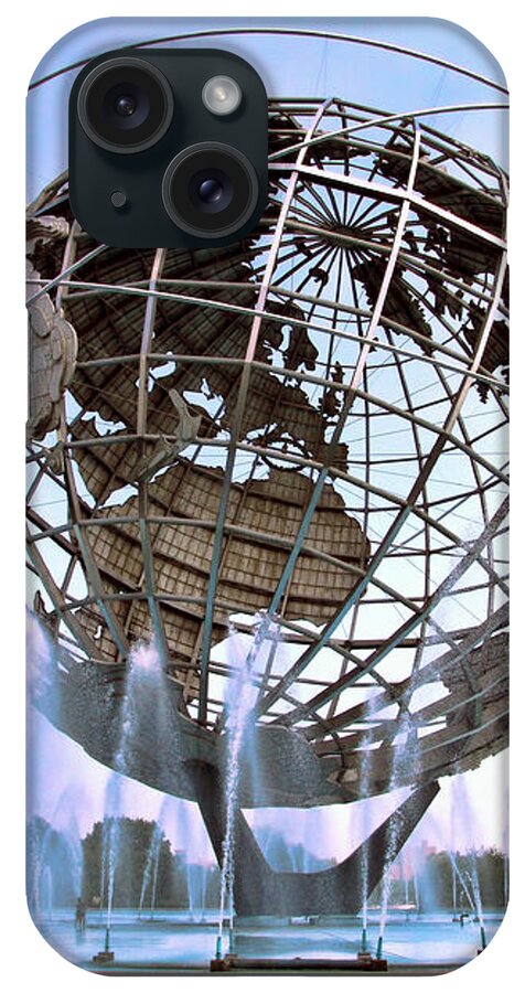 Meadows iPhone Case featuring the photograph Unisphere with Fountains by Bob Slitzan