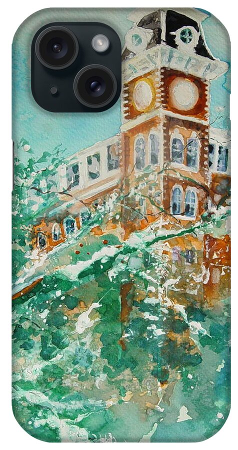 Architecture iPhone Case featuring the painting Ice On Old Main 1 by Robin Miller-Bookhout