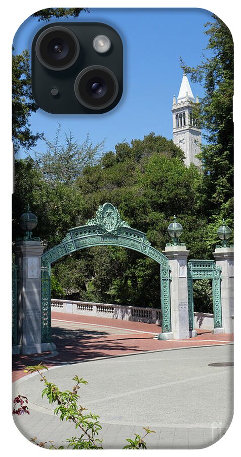 Wingsdomain iPhone Case featuring the photograph University of California at Berkeley Sproul Plaza Sather Gate and Sather Tower Campanile DSC6262 by San Francisco