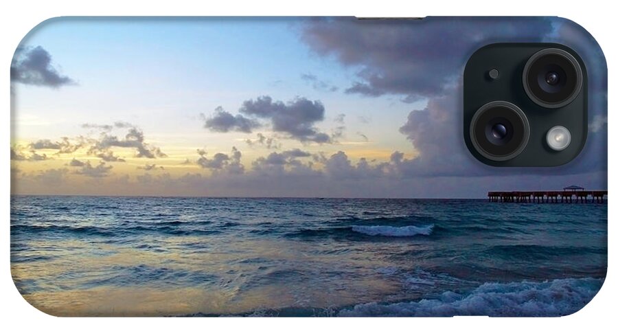 Aqua iPhone Case featuring the photograph Juno Beach Pier Florida Sunrise Seascape C9 by Ricardos Creations
