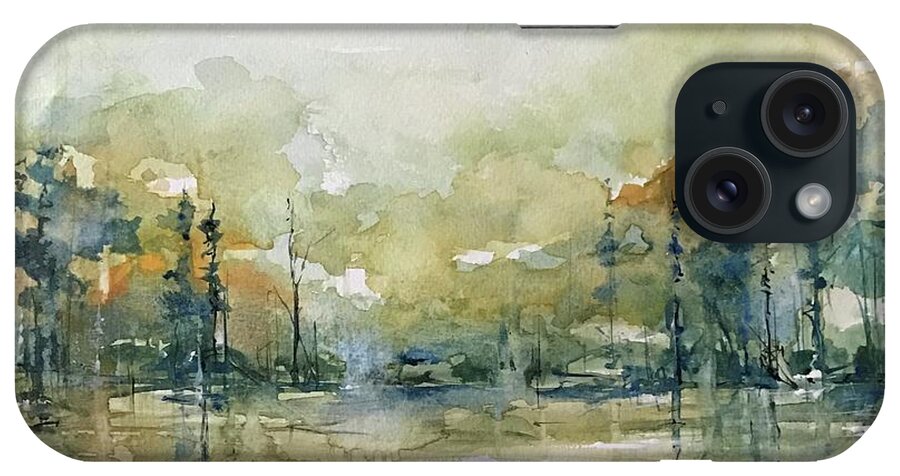 Watercolour iPhone Case featuring the painting Untitled Cypress by Robin Miller-Bookhout