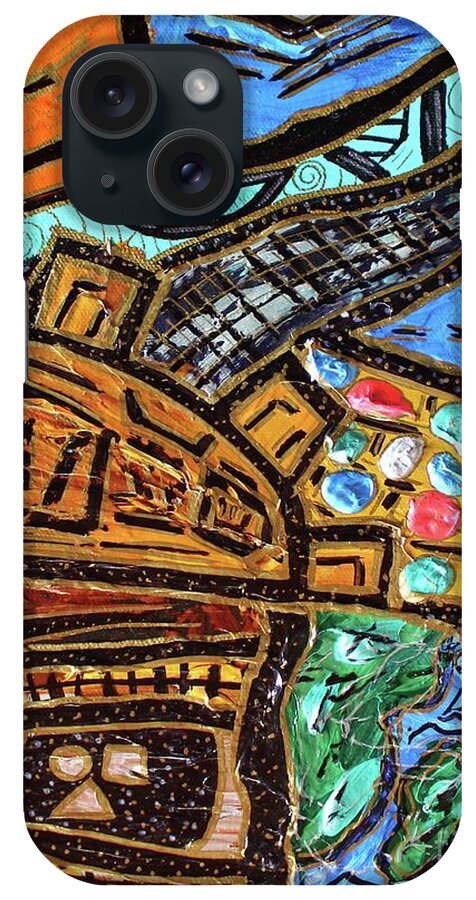 Acrylic iPhone Case featuring the painting Untitled Olmec and Tehuti by Odalo Wasikhongo