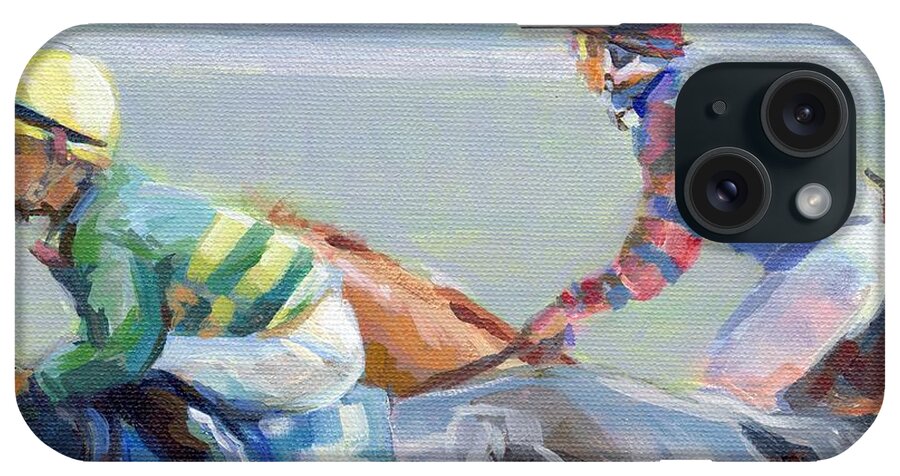 Horse Racing iPhone Case featuring the painting Untitled Saratoga by Kimberly Santini