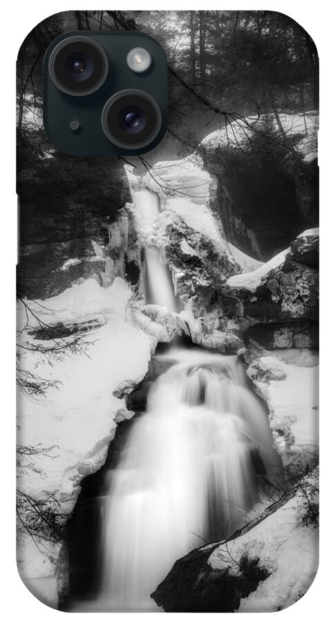 Black And White iPhone Case featuring the photograph Upper Kent Falls Black and White by Bill Wakeley