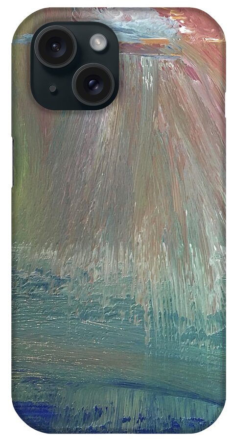 Greens iPhone Case featuring the painting Downpour by Karen Nicholson