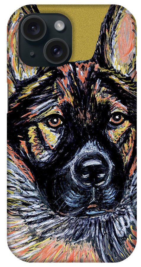 German Shepherd iPhone Case featuring the painting Urlike GSD by Ania M Milo