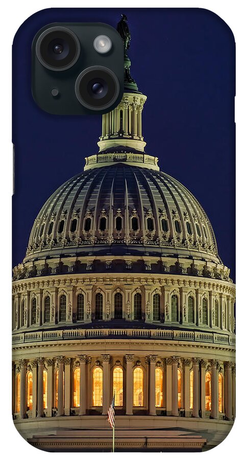 America iPhone Case featuring the photograph U.S. Capitol at Night by Nick Zelinsky Jr