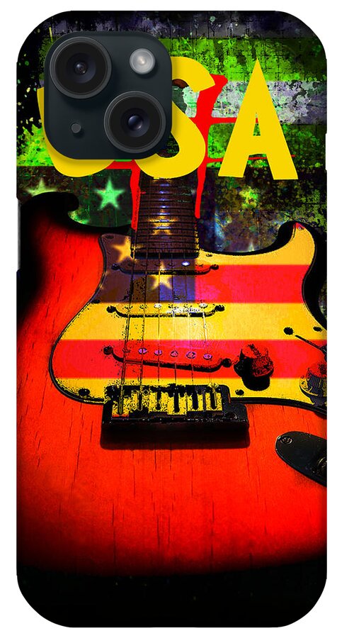 Guitar iPhone Case featuring the digital art USA Guitar Music by Guitarwacky Fine Art