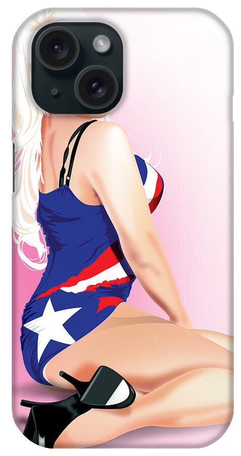 Stephanie Haynes iPhone Case featuring the digital art USA Pin-Up by Brian Gibbs