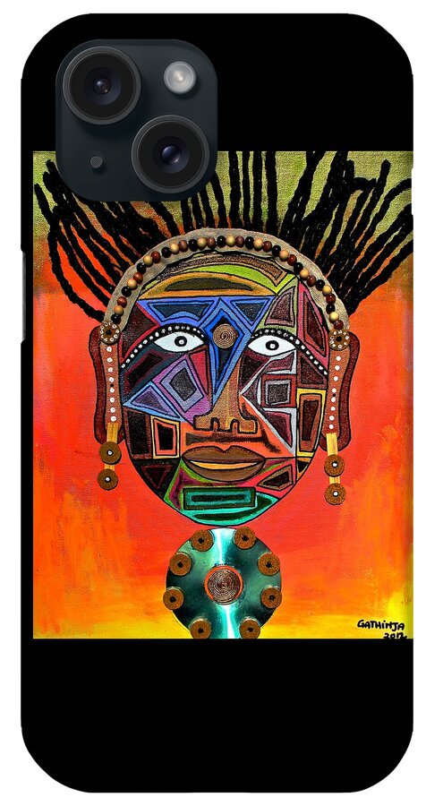 True African Art iPhone Case featuring the painting Uso 2 by Gathinja