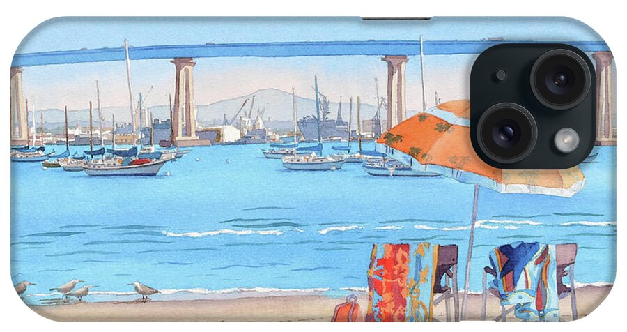 Vacation iPhone Case featuring the painting Vacation in Coronado California by Mary Helmreich