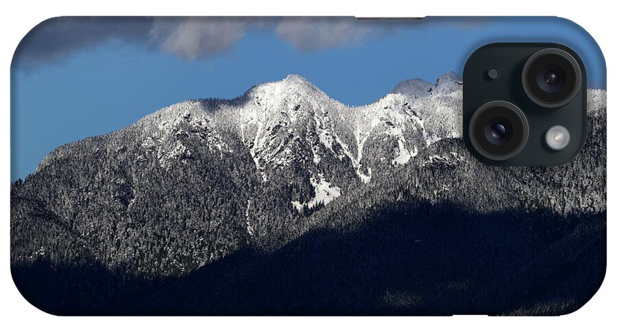 Terry Elniski Photography iPhone Case featuring the photograph Vancouver Bc Winter Snowfall On North Shore Mountains by Terry Elniski