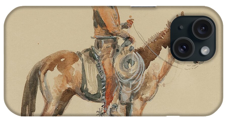 Edward Borein (1872-1945) Vaquero (circa 1920) - Watercolor On Paper iPhone Case featuring the painting Vaquero by MotionAge Designs